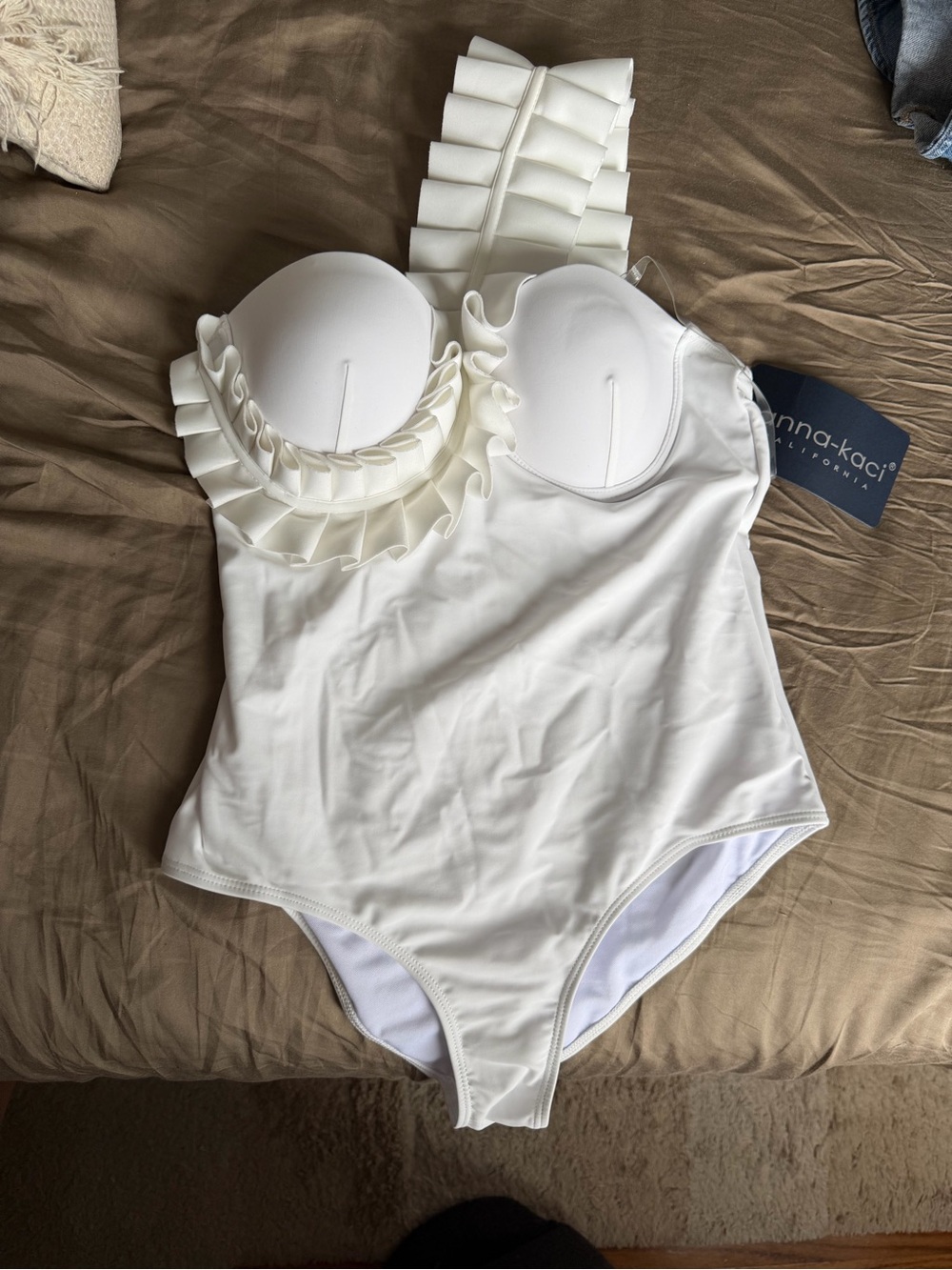 Anna-Kaci White Ruffled One-Piece Swimsuit